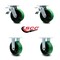 Service Caster 6 Inch Green Poly on Cast Iron Caster Set with Roller Bearings 2 Brakes 2 Rigid SCC-TTL30S620-PUR-GB-2-R-2 - alternate 6